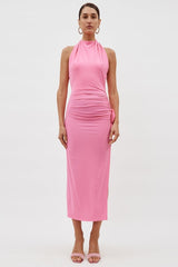 Pink Draped Jersey Midi Dress | Dress In Beauty