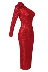 Ethel Sequins One Shoulder Midi Dress | Dress In Beauty