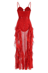 Bustier Sequin Ruffle Maxi Dress | Dress In Beauty