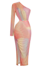 Rhinestone Embellished One Shoulder Dress | Dress In Beauty