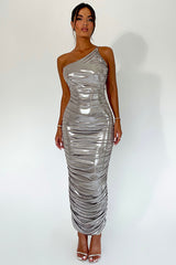 One Shoulder Metallic Maxi Dress | Dress In Beauty