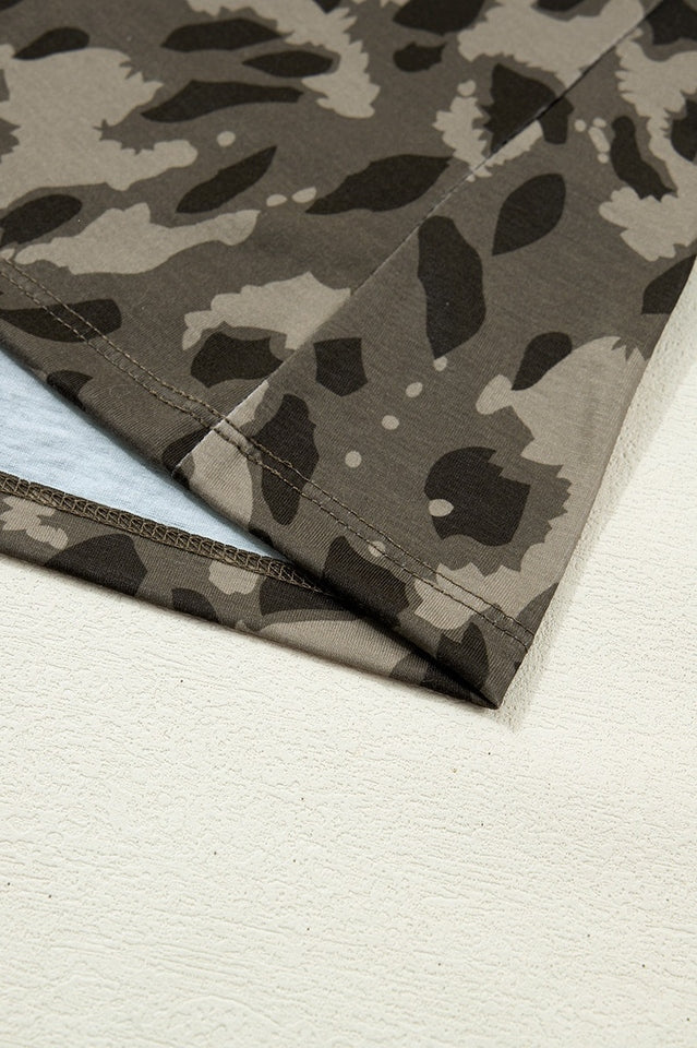 Camo Leopard Print Fitted T-Shirt | Dress In Beauty