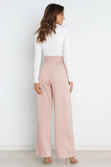 High Waist Belted Straight Leg Pants