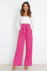 High Waist Belted Straight Leg Pants