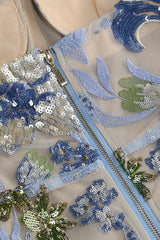 Kamames Strapless Floral Sequined Maxi Dress