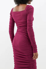 Square Neck Ruched Crepe Midi Dress | Dress In Beauty