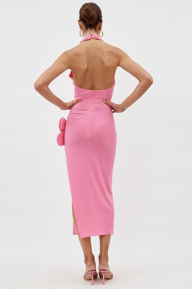 Pink Draped Jersey Midi Dress | Dress In Beauty