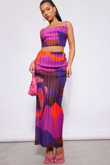Plisse Strappy Cow Neck Top + Skirt Set | Dress In Beauty