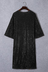 Sequin Open Front Duster Cardigan