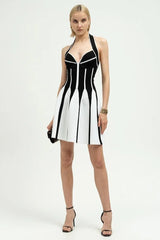 Halter Neck Knit Mini Dress