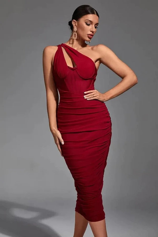 Asymmetric Cutout Midi Dress | Dress In Beauty Asymmetric Cutout Midi Dress | Dress In Beauty