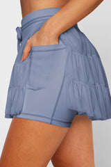 High Waist Plain Mesh Skort