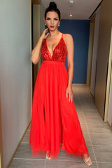 Sequined Backless Tulle Evening Prom | Dress In Beauty