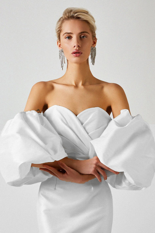 Satin Strapless Midi Dress | Dress In Beauty