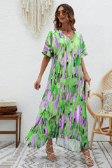 Print Short Sleeve Wide Hem Maxi Dress | Dress In Beauty