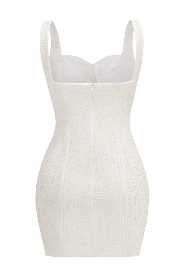 Pearl Studded White Mini Dress | Dress In Beauty