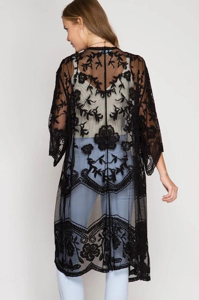 Hollow Out Lace Kimono Cover Up | Dress In Beauty