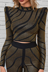 Agatha Long Sleeve Rhinestone Pantsuit | Dress In Beauty