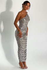 One Shoulder Metallic Maxi Dress | Dress In Beauty