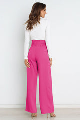 High Waist Belted Straight Leg Pants