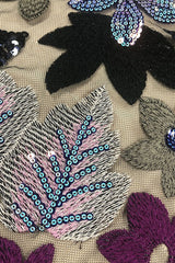 Floral Sequin Embroidered Maxi Dress