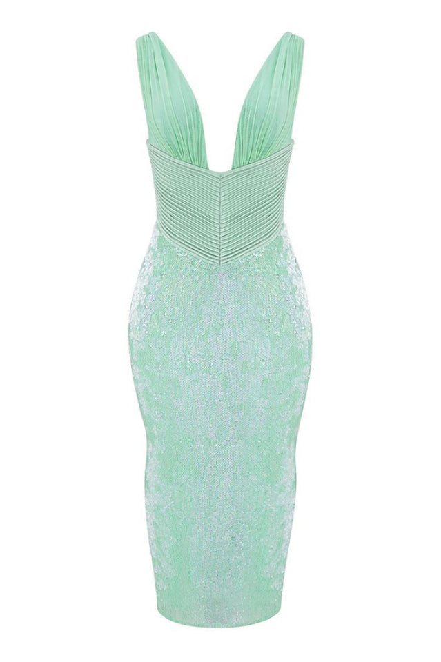 seafoam sequin dress Sequin Embroidered Babydoll Dress in Seafoam