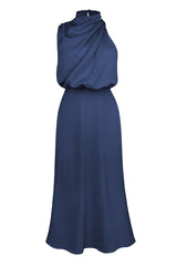 Halter Sleeveless Satin Bridesmaid Dress