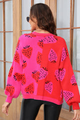Two-Tone Strawberry Button Down Cardigan | Dress In Beauty