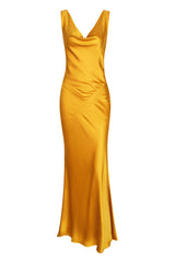 Amber Satin Draped Maxi Dress