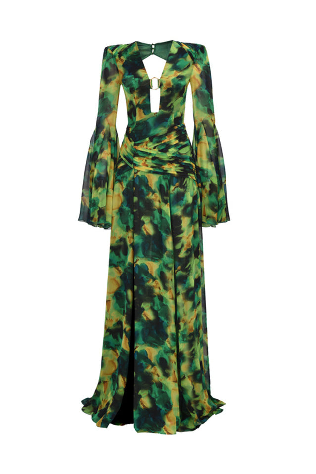 Bell Sleeve Printed Gown | Dress In Beauty