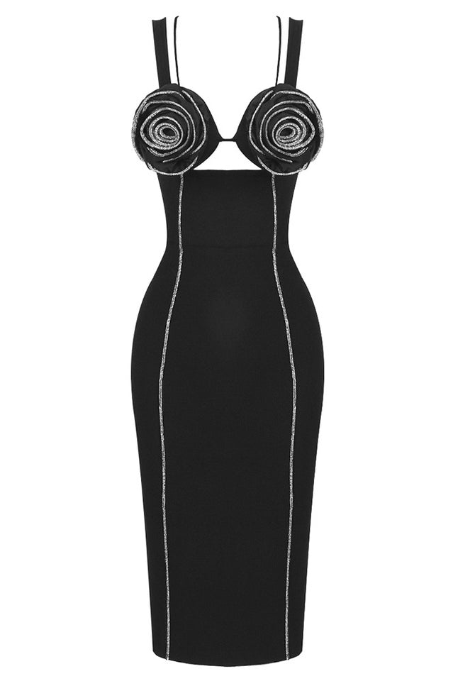 Silver Trim Floral Bustier Midi Dress | Dress In Beauty