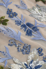 Kamames Strapless Floral Sequined Maxi Dress