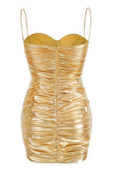 Corin Ruched Metallic Minidress | Dress In Beauty