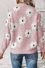 Floral Pattern Half Zip Sweater