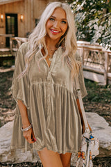 Chestnut Ruffle Velvet Tunic Top | Dress In Beauty