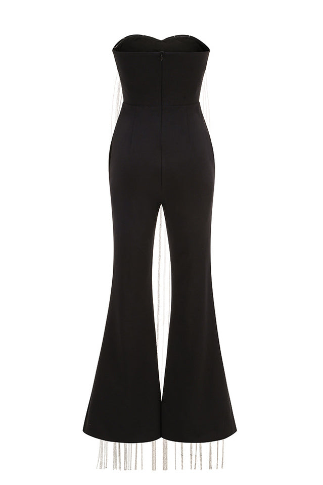 Evelyn Crystal Chain Detail Strapless Jumpsuit | Dress In Beauty