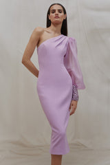 One Sleeve Sequin Detail Midi Dress | Dress In Beauty