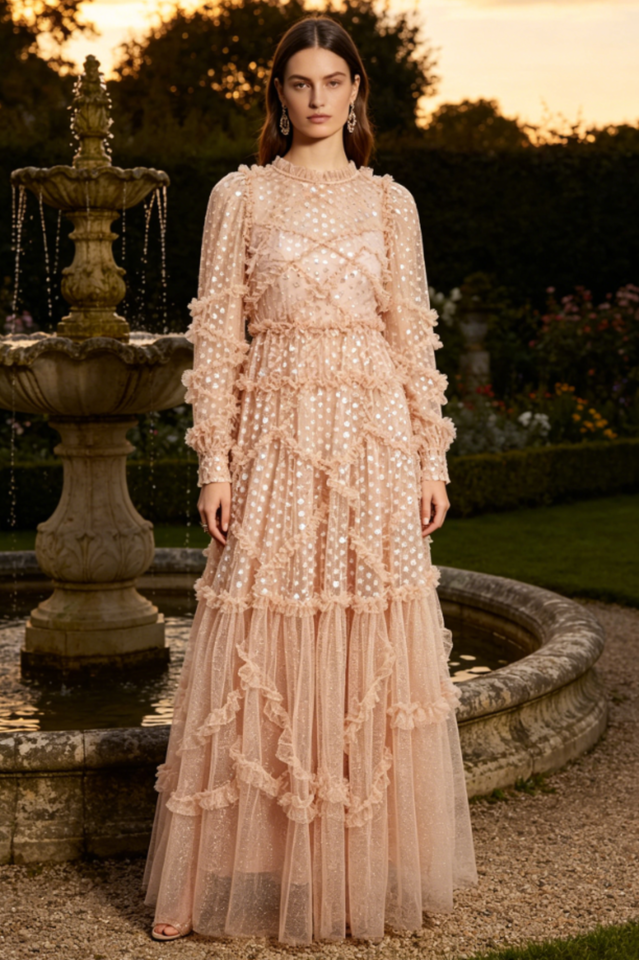 Polka Dot Sequin Embellishment Tulle Dress | Dress In Beauty