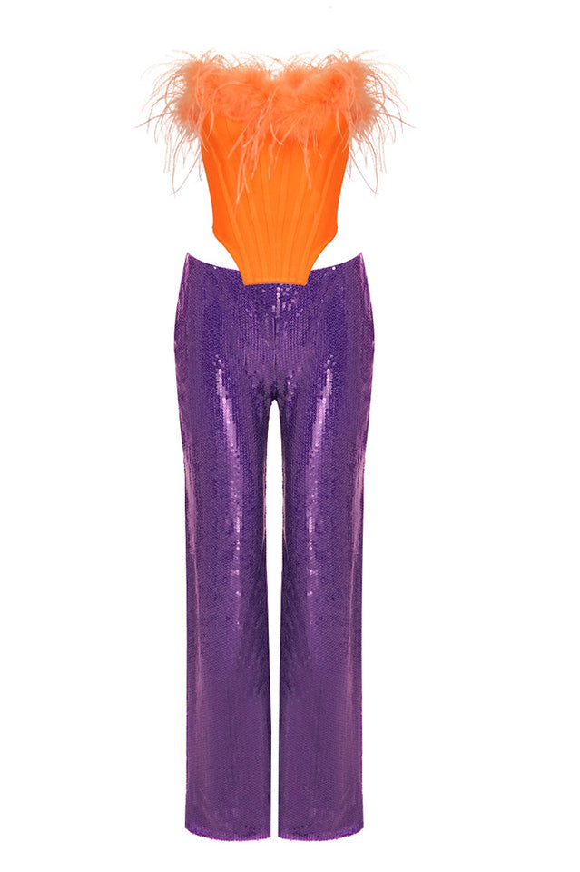 Likan Crop Top Sequin Pants Set | Dress In Beauty