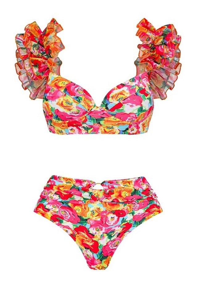 3D Floral Print Swimsuit & Skirt Set | Dress In Beauty