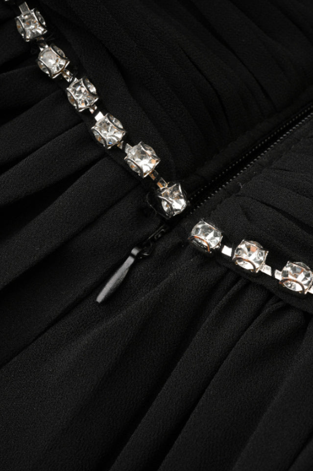 Rochie Black Tiered Jewel Chiffon Dress | Dress In Beauty