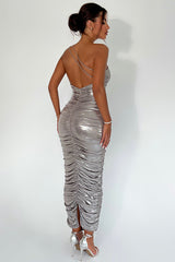 One Shoulder Metallic Maxi Dress | Dress In Beauty