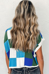Color Block Cap Sleeve Sweater