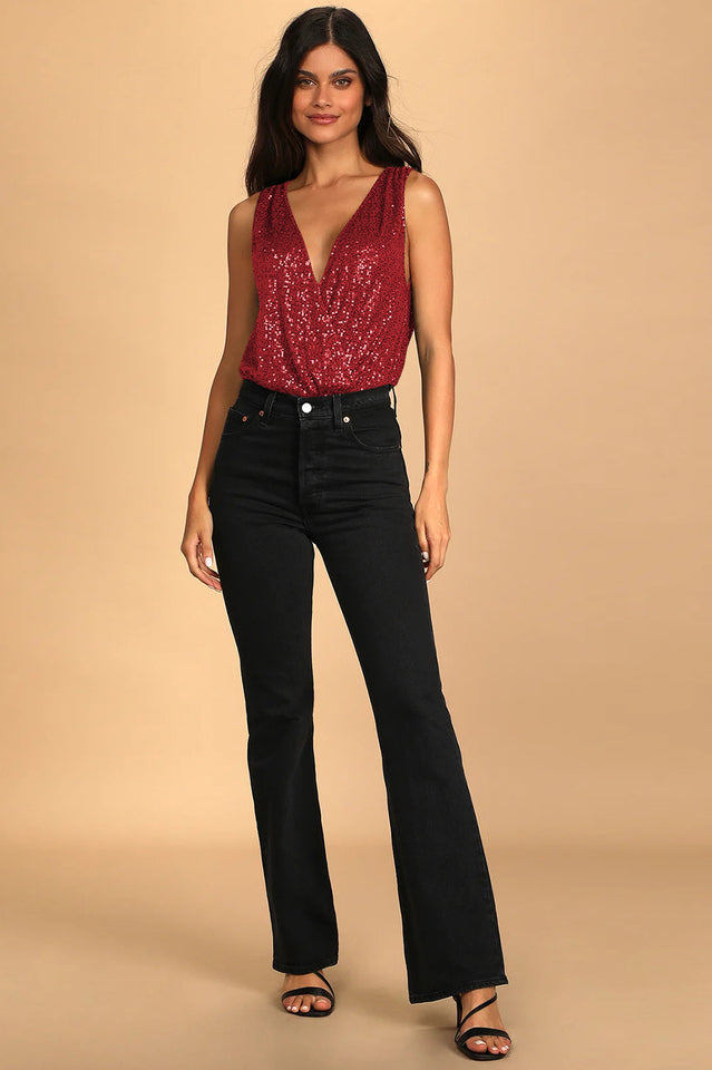 Evening Of Wonder Sequin Cowl Back Bodysuit | Dress In Beauty