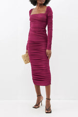 Square Neck Ruched Crepe Midi Dress | Dress In Beauty