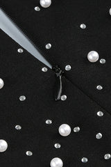 V-Neck Pearl Embellished Gown