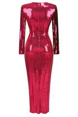 Burgundy Ruched Sequined Maxi Dress | Dress In Beauty