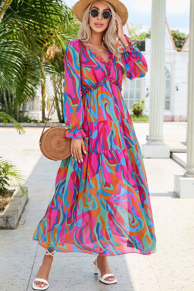 Abstract Art Tiered Maxi Dress | Dress In Beauty