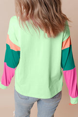 Colorblock Patchwork Long Sleeve Loose Top | Dress In Beauty