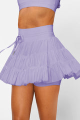 High Waist Plain Mesh Skort